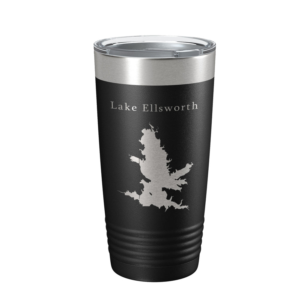 Lake Ellsworth Map Tumbler Travel Mug Insulated Laser Engraved Coffee Cup Oklahoma 20 oz