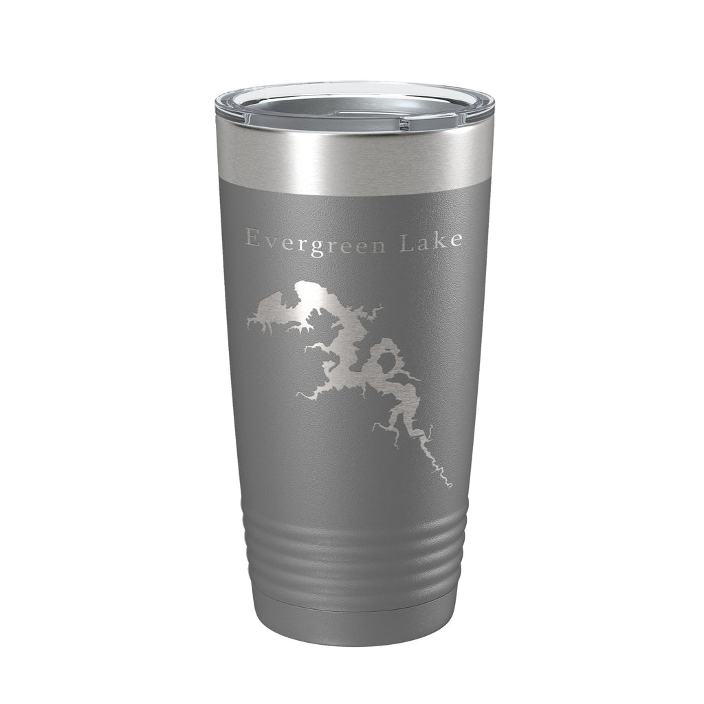 Evergreen Lake Map Tumbler Travel Mug Insulated Laser Engraved Coffee Cup Illinois 20 oz