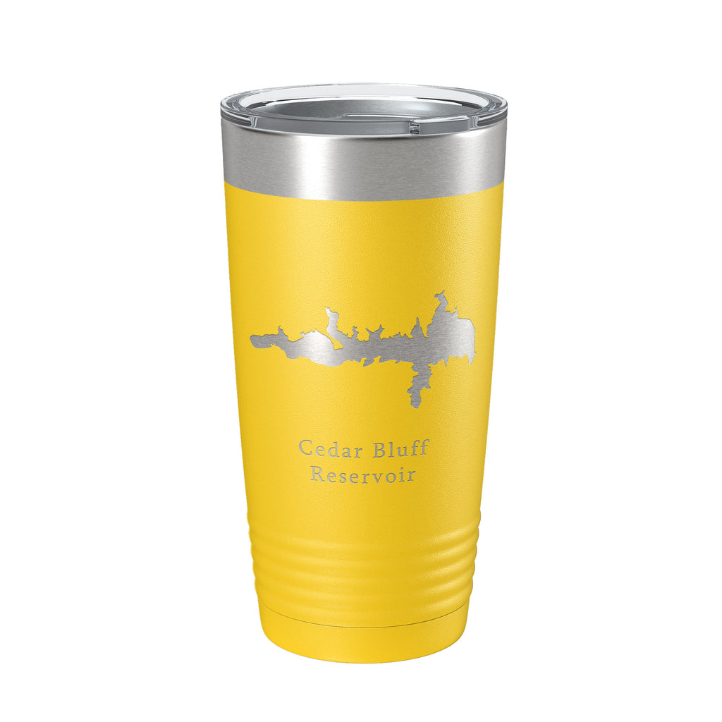 Cedar Bluff Reservoir Tumbler Lake Map Travel Mug Insulated Laser Engraved Coffee Cup Kansas 20 oz