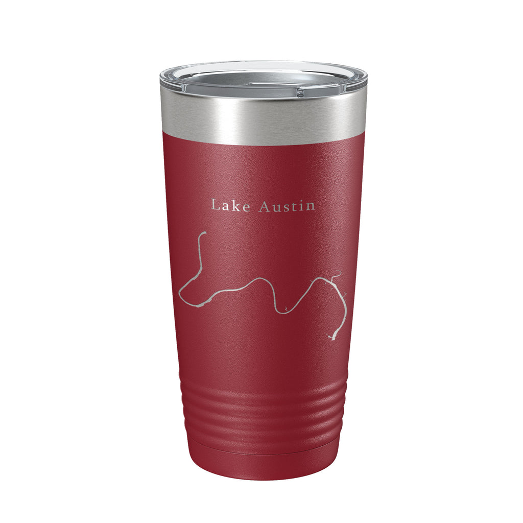 Lake Austin Map Tumbler Travel Mug Insulated Laser Engraved Coffee Cup Texas 20 oz