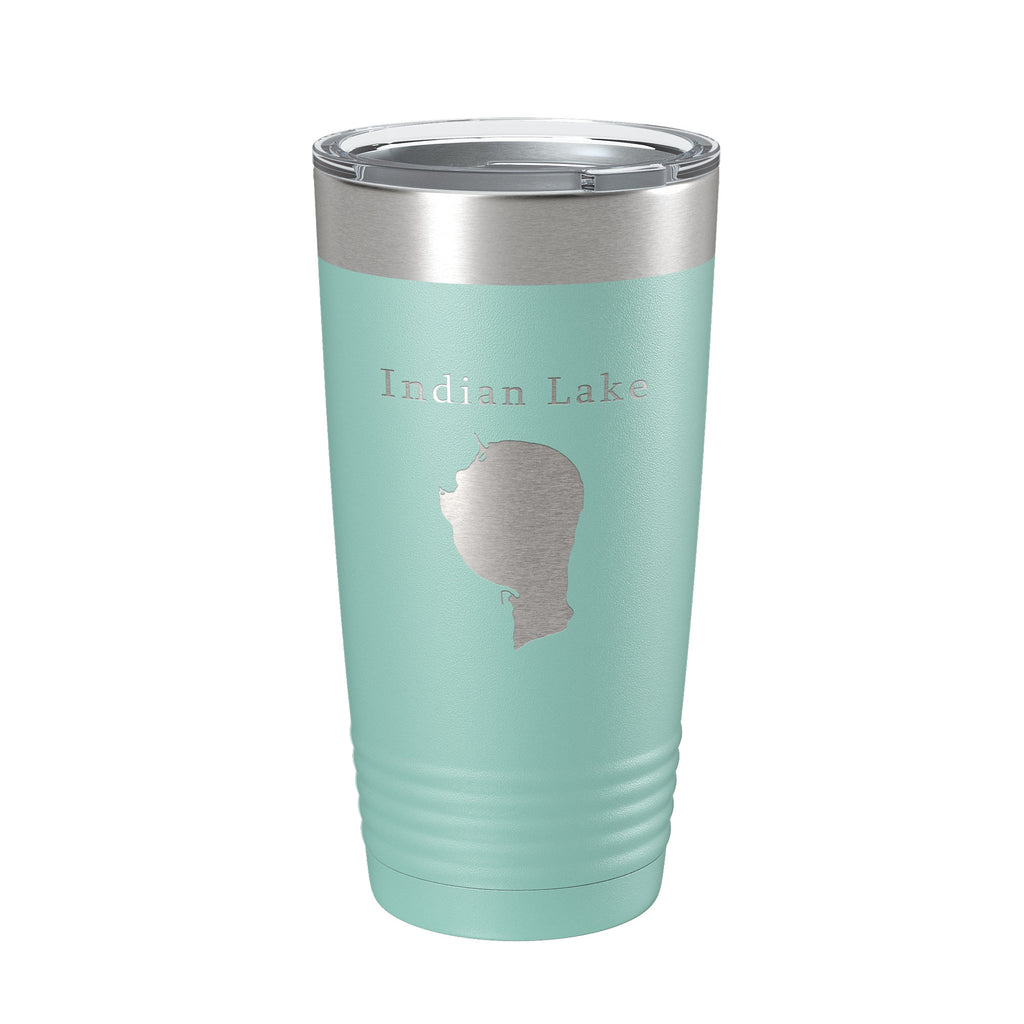 Indian Lake Map Tumbler Travel Mug Insulated Laser Engraved Coffee Cup Silver Creek Township Michigan 20 oz