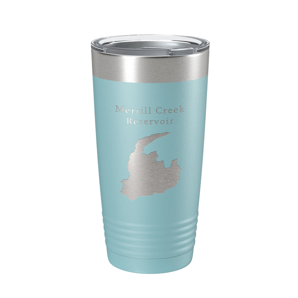 Merrill Creek Reservoir Tumbler Lake Map Travel Mug Insulated Laser Engraved Coffee Cup New Jersey 20 oz