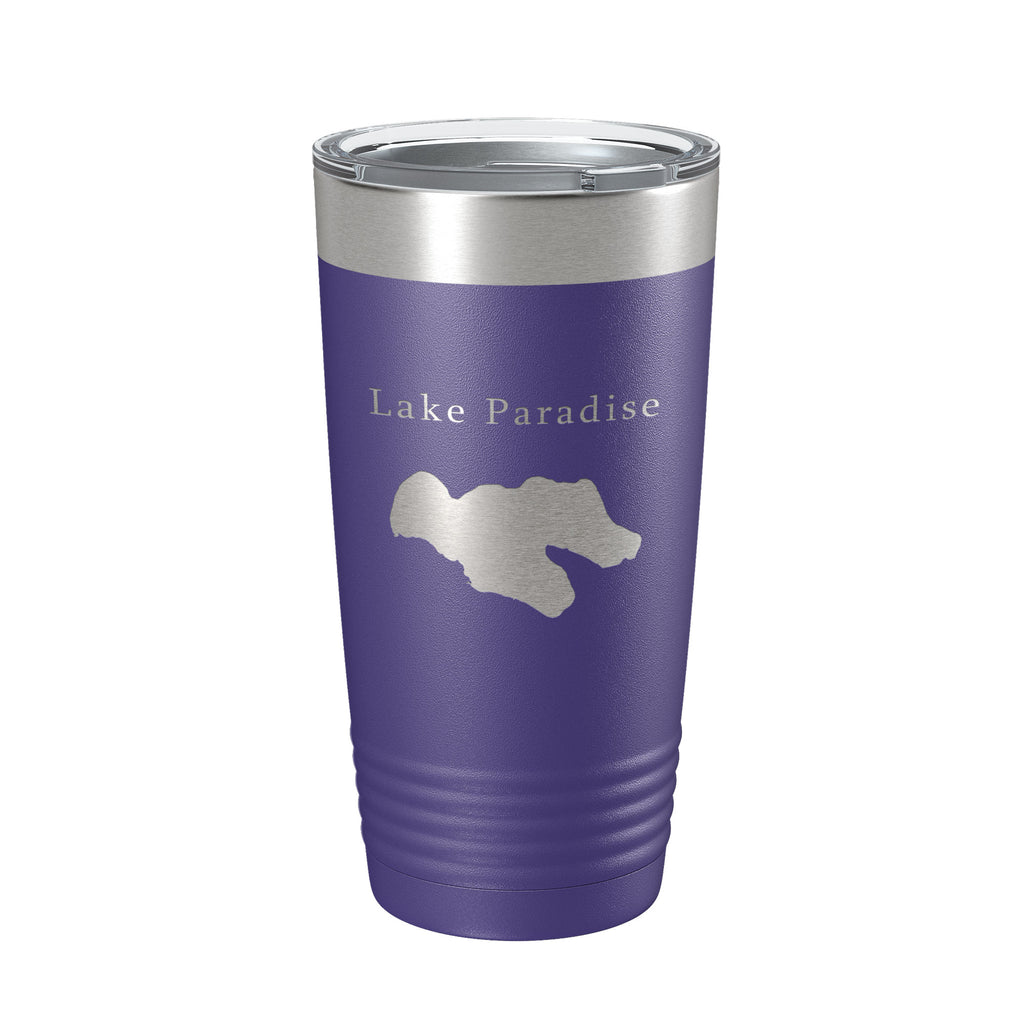 Lake Paradise Map Tumbler Travel Mug Insulated Laser Engraved Coffee Cup Michigan 20 oz