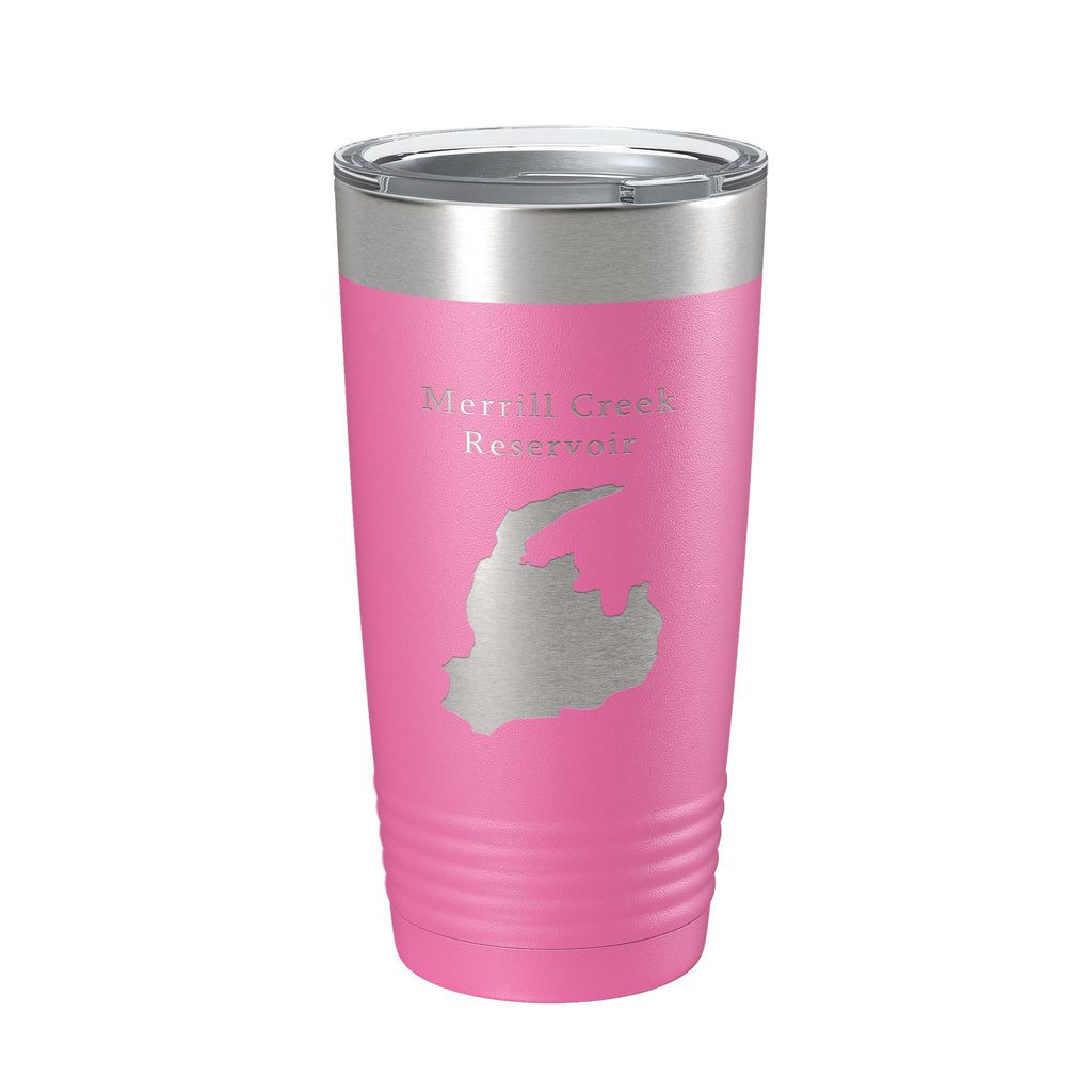 Merrill Creek Reservoir Tumbler Lake Map Travel Mug Insulated Laser Engraved Coffee Cup New Jersey 20 oz
