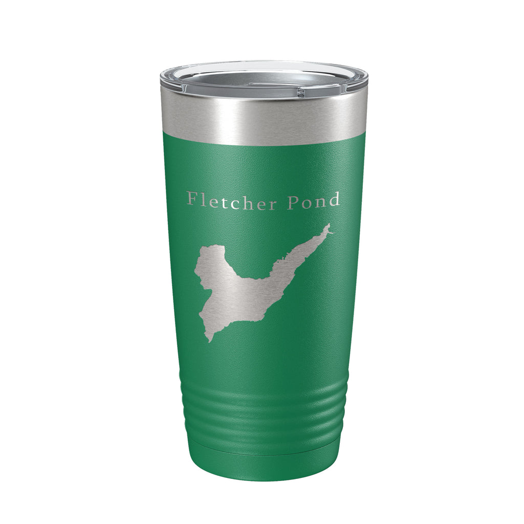 Fletcher Pond Tumbler Lake Map Travel Mug Insulated Laser Engraved Coffee Cup Michigan 20 oz