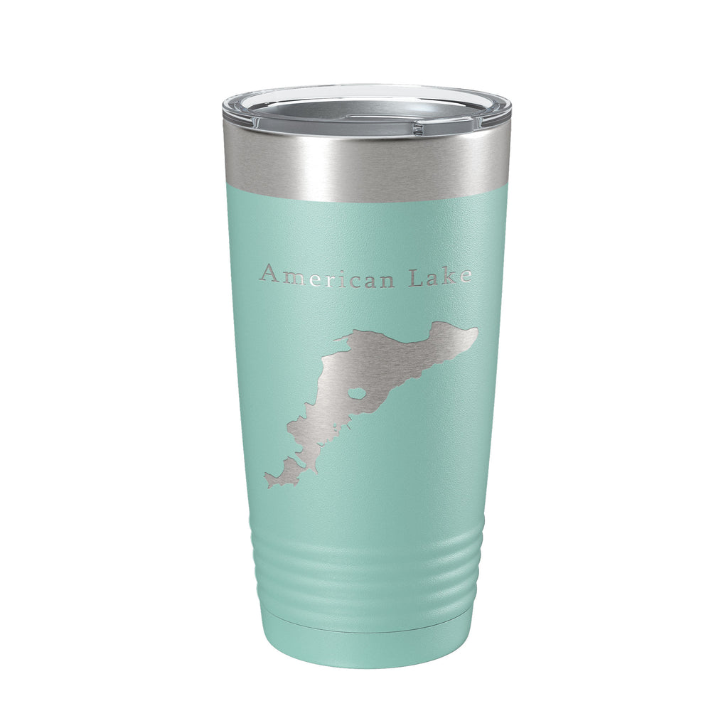 American Lake Map Tumbler Travel Mug Insulated Laser Engraved Coffee Cup Washington 20 oz