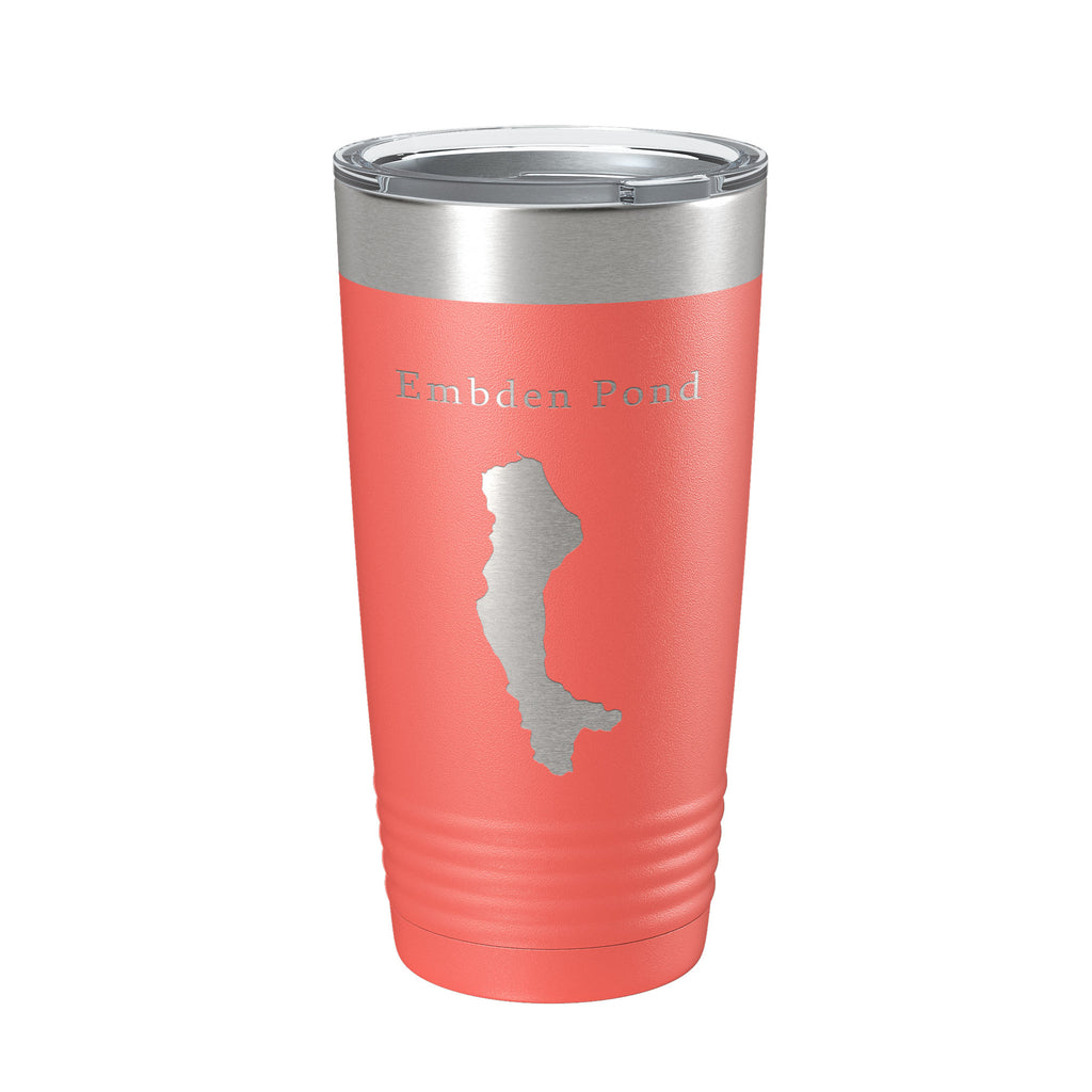 Embden Pond Tumbler Lake Map Travel Mug Insulated Laser Engraved Coffee Cup Maine 20 oz