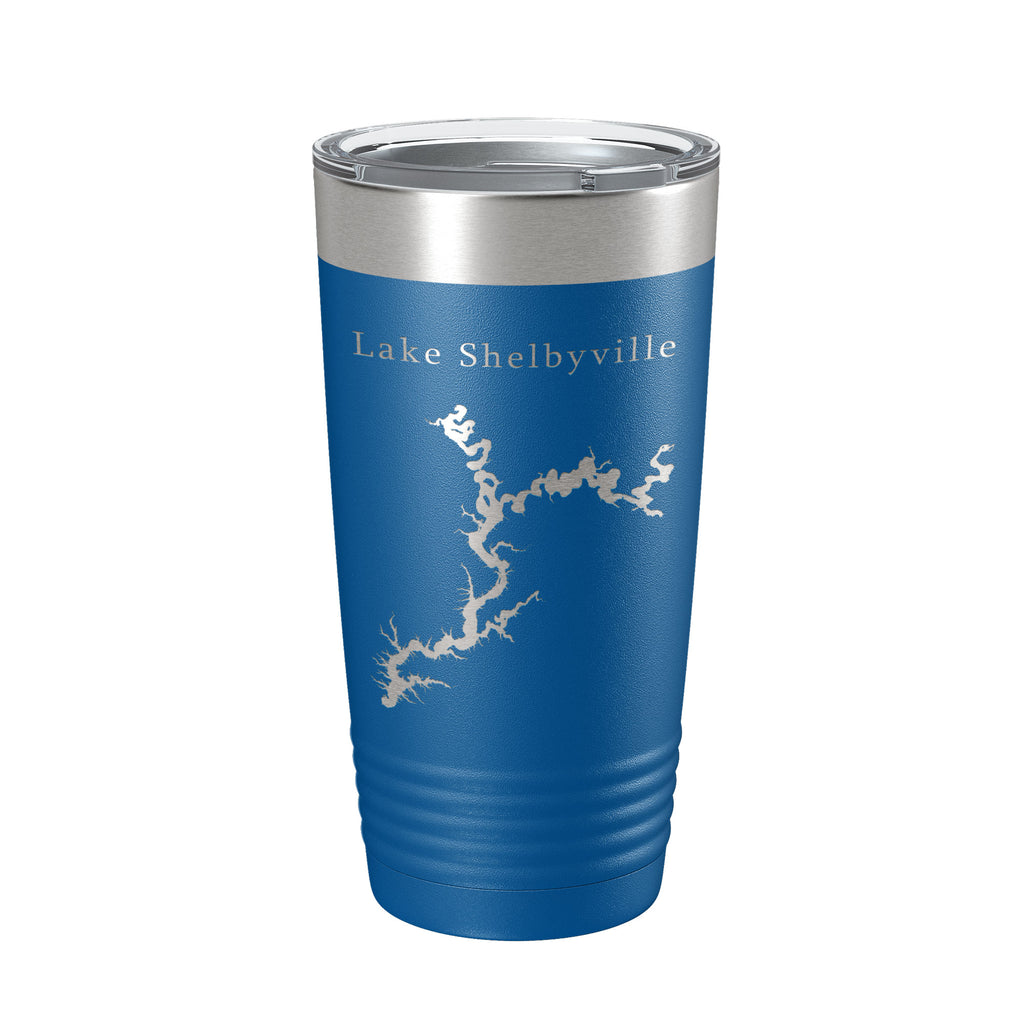 Lake Shelbyville Map Tumbler Travel Mug Insulated Laser Engraved Coffee Cup Illinois 20 oz