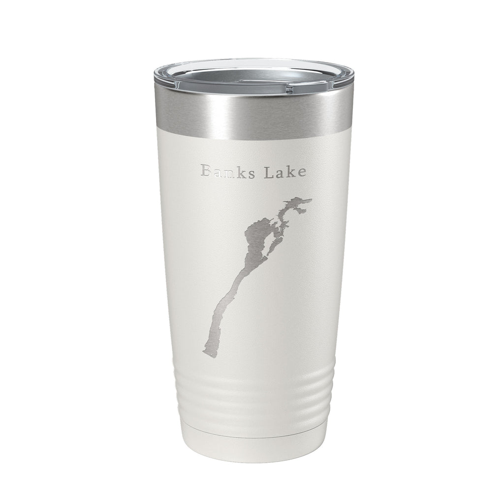 Banks Lake Map Tumbler Travel Mug Insulated Laser Engraved Coffee Cup Washington 20 oz