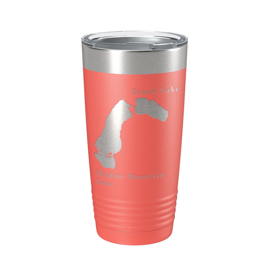 Shadow Mountain & Grand Lakes Map Tumbler Travel Mug Insulated Laser Engraved Coffee Cup Colorado 20 oz