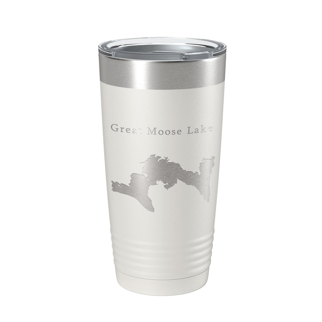Great Moose Lake Map Tumbler Travel Mug Insulated Laser Engraved Coffee Cup Maine 20 oz