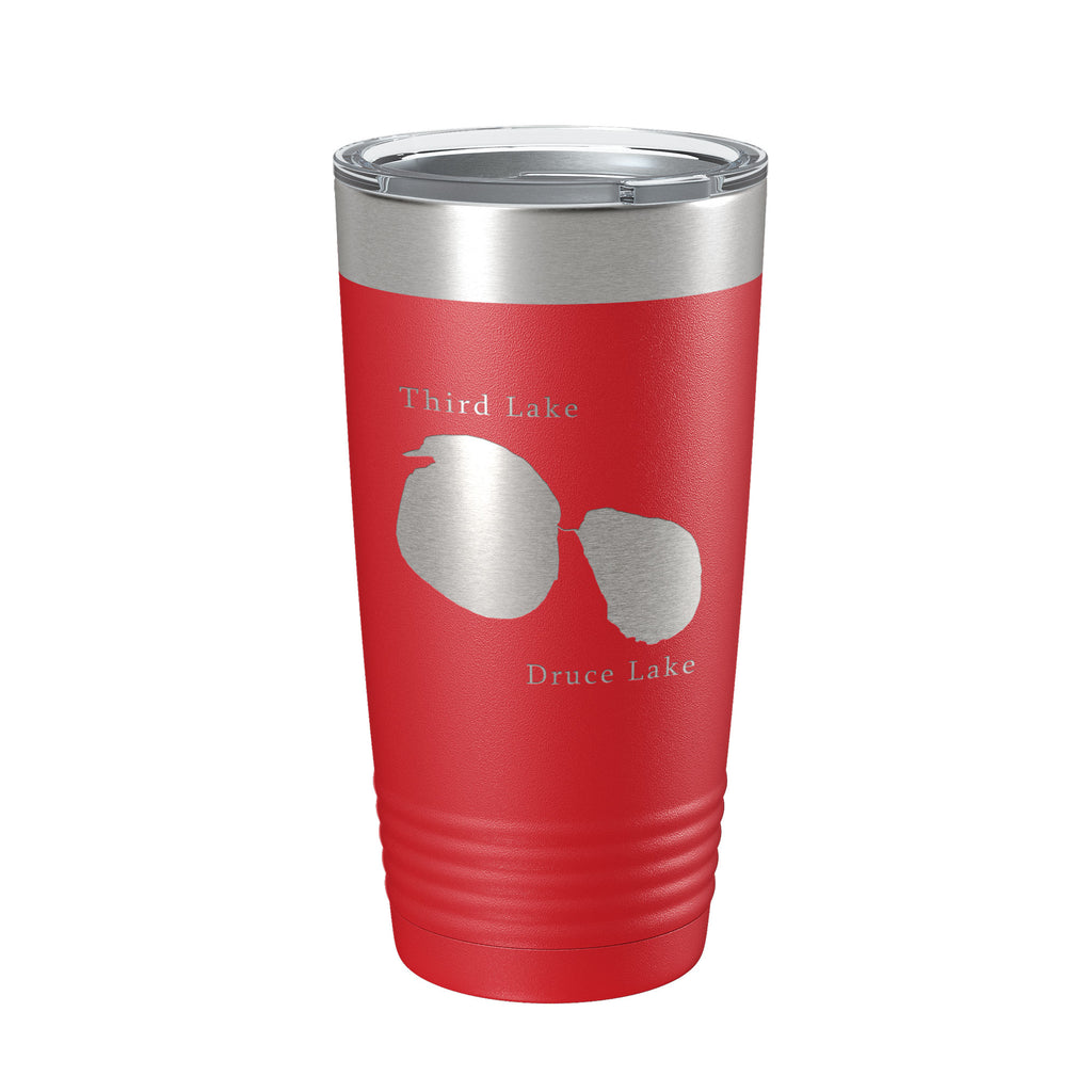 Third and Druce Lakes Map Tumbler Travel Mug Insulated Laser Engraved Coffee Cup Mill Creek Illinois 20 oz