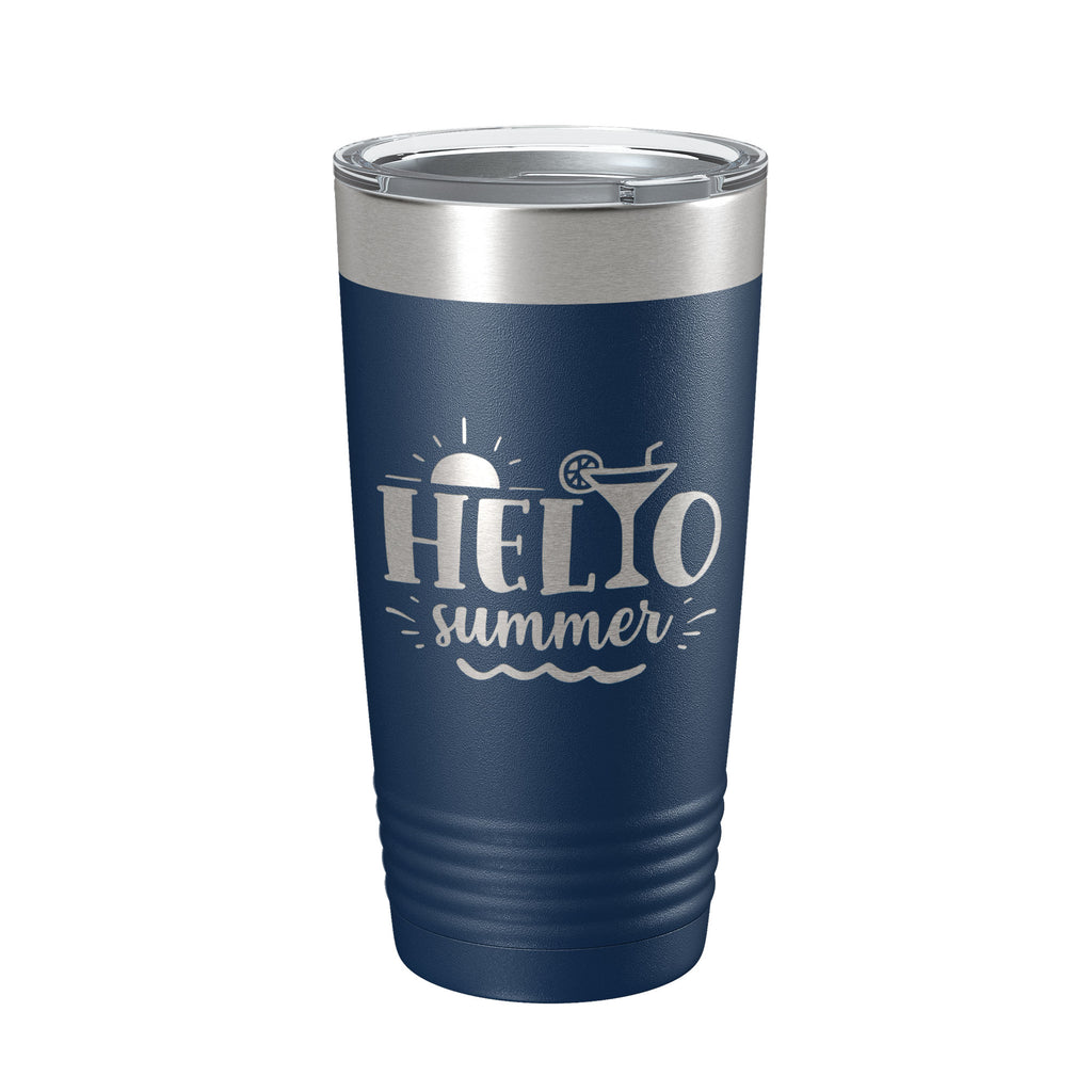 Hello Summer Tumbler Travel Mug Insulated Laser Engraved Coffee Cup 20 oz