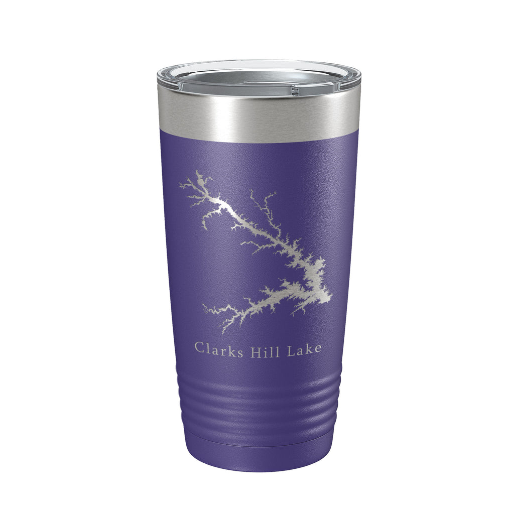 Clarks Hill Lake Map Tumbler Travel Mug Insulated Laser Engraved Coffee Cup J. Strom Thurmond Reservoir GA SC 20 oz