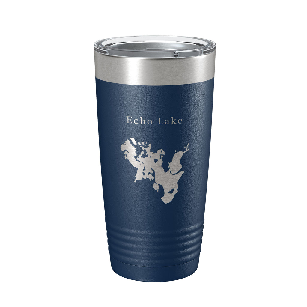 Echo Lake Map Tumbler Travel Mug Insulated Laser Engraved Coffee Cup Montana 20 oz