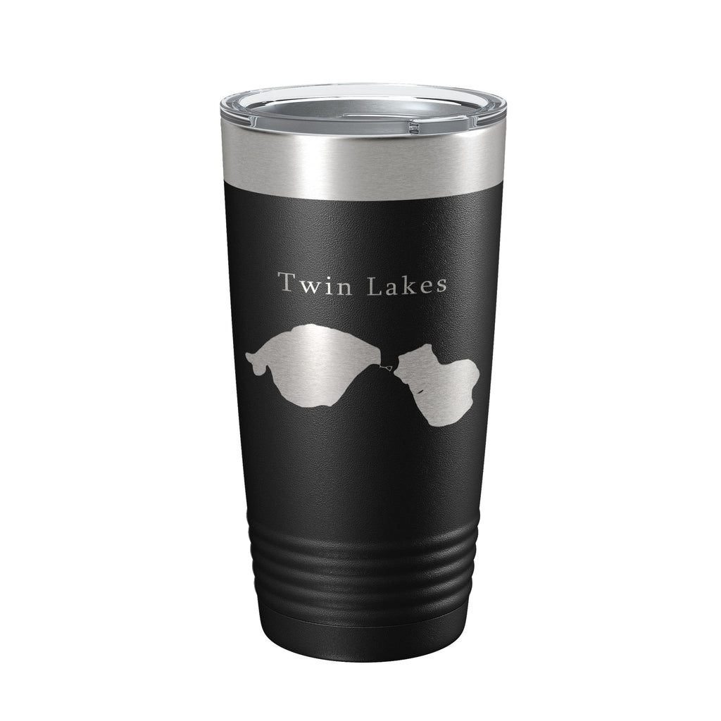 Twin Lakes Map Tumbler Travel Mug Insulated Laser Engraved Coffee Cup Lewiston Montmorency County Michigan 20 oz