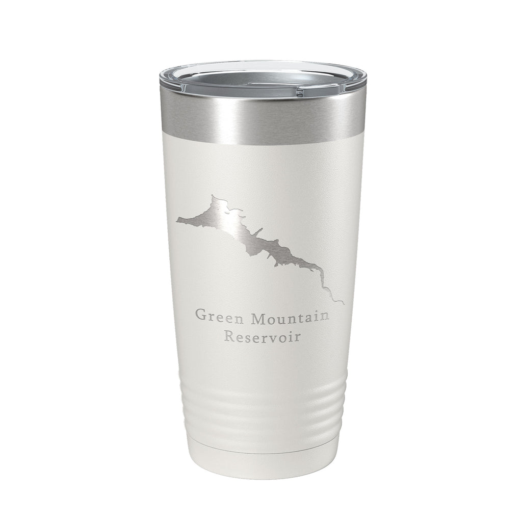 Green Mountain Reservoir Tumbler Lake Map Travel Mug Insulated Laser Engraved Coffee Cup Colorado 20 oz