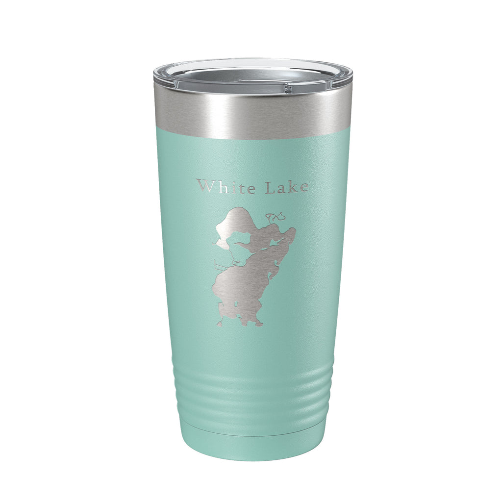 White Lake Map Tumbler Travel Mug Insulated Laser Engraved Coffee Cup Michigan 20 oz