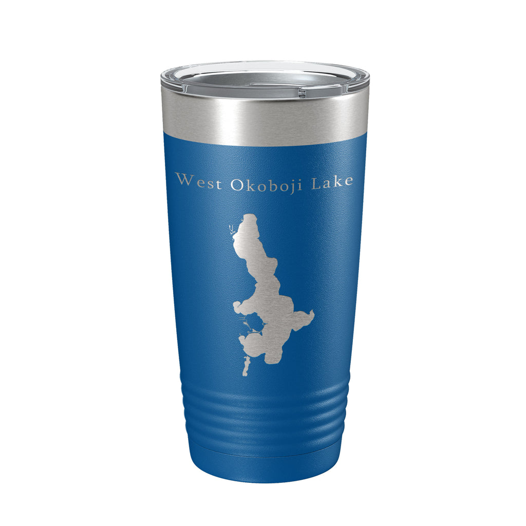 West Okoboji Lake Map Tumbler Travel Mug Insulated Laser Engraved Coffee Cup Iowa 20 oz