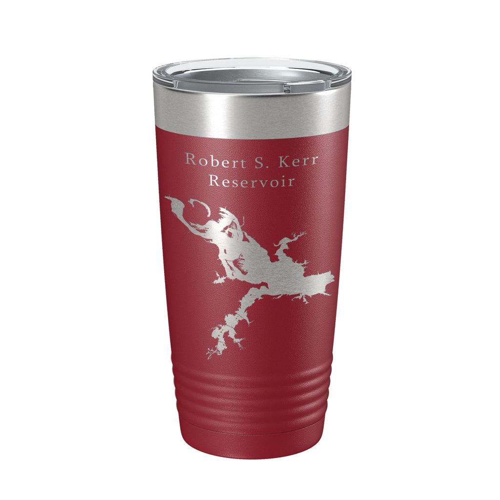 Robert S. Kerr Reservoir Tumbler Lake Map Travel Mug Insulated Laser Engraved Coffee Cup Oklahoma 20 oz