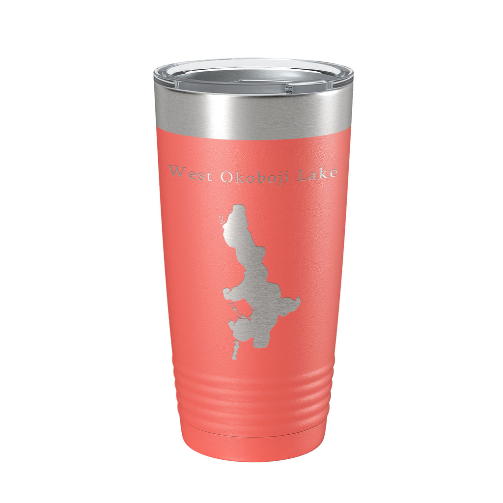 West Okoboji Lake Map Tumbler Travel Mug Insulated Laser Engraved Coffee Cup Iowa 20 oz