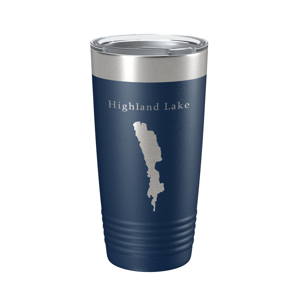 Highland Lake Map Tumbler Travel Mug Insulated Laser Engraved Coffee Cup Westbook Maine 20 oz