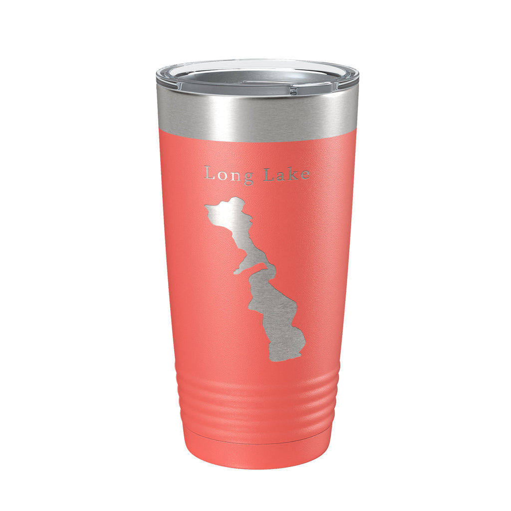 Long Lake Map Tumbler Travel Mug Insulated Laser Engraved Coffee Cup Minneapolis St. Paul Minnesota 20 oz