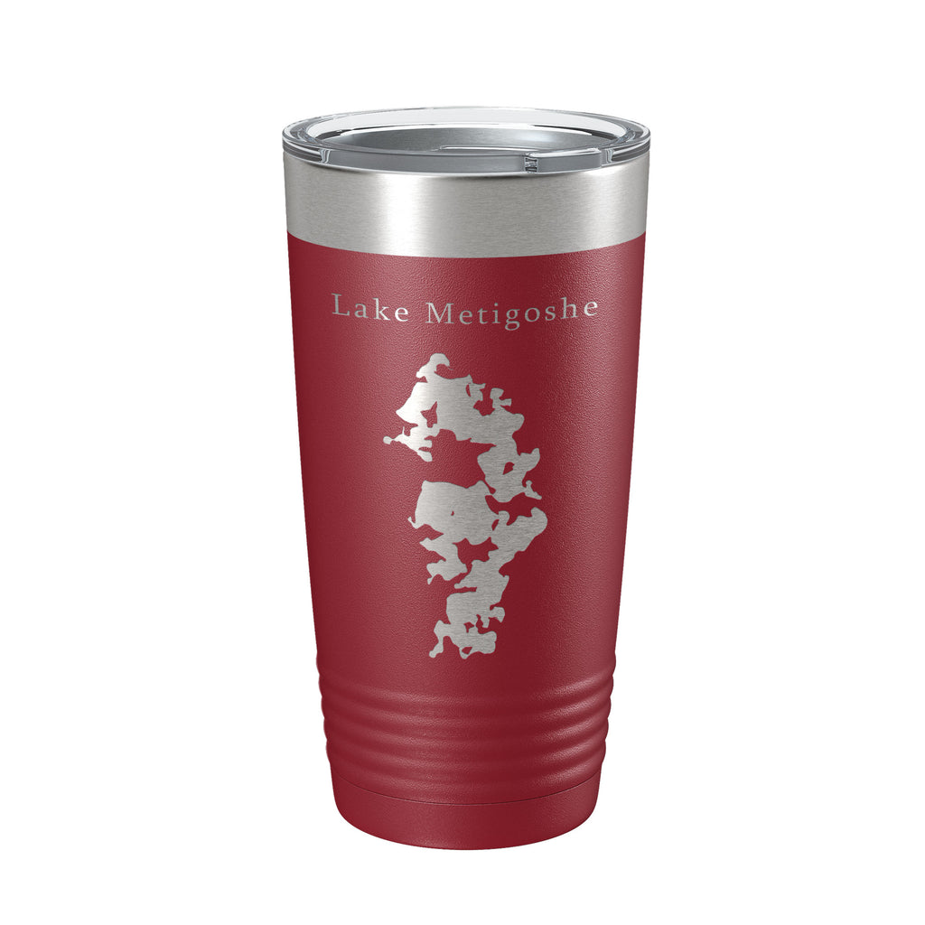 Lake Metigoshe Map Tumbler Travel Mug Insulated Laser Engraved Coffee Cup North Dakota 20 oz
