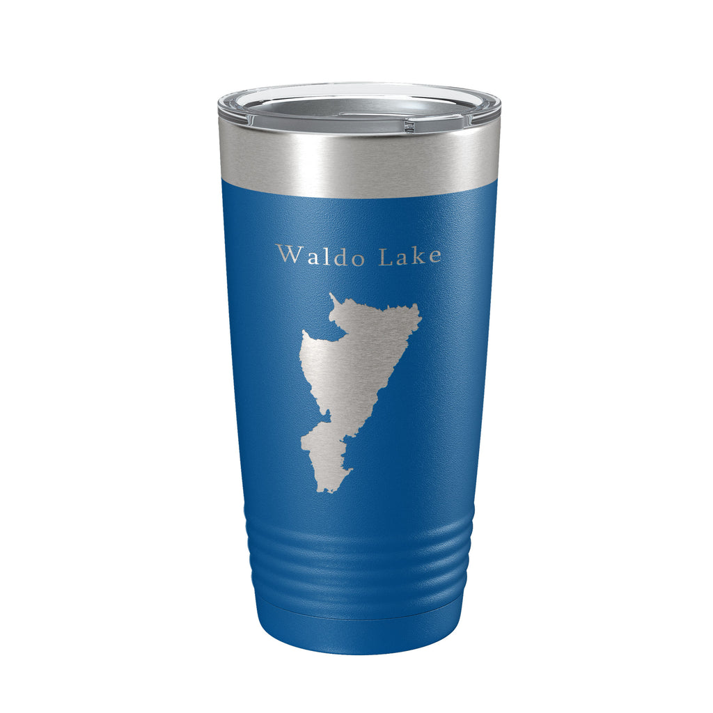 Waldo Lake Map Tumbler Travel Mug Insulated Laser Engraved Coffee Cup Oregon 20 oz