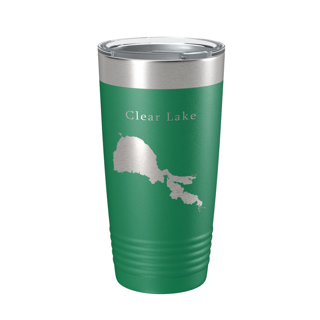 Clear Lake Map Tumbler Travel Mug Insulated Laser Engraved Coffee Cup California 20 oz