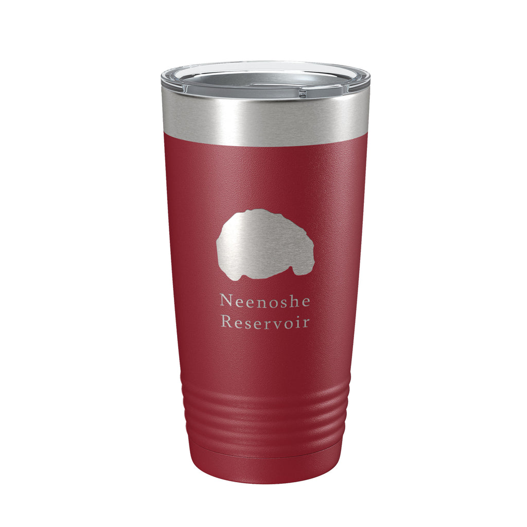 Neenoshe Reservoir Tumbler Lake Map Travel Mug Insulated Laser Engraved Coffee Cup Colorado 20 oz