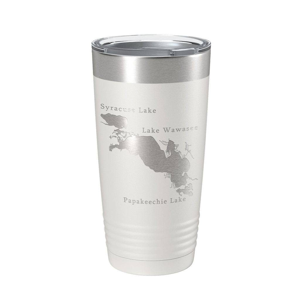 Lakes Wawasee Syracuse & Papakeechie Map Tumbler Travel Mug Insulated Laser Engraved Coffee Cup Indiana 20 oz
