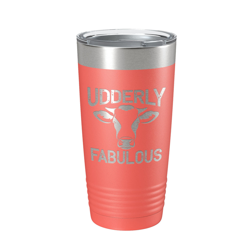 Udderly Fabulous Tumbler Cow Travel Mug Gift Insulated Laser Engraved Coffee Cup Utterly Dairy Farmer 20 oz