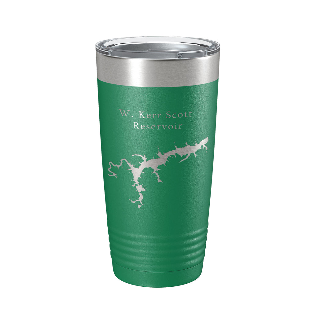 W. Kerr Scott Reservoir Tumbler Lake Map Travel Mug Insulated Laser Engraved Coffee Cup North Carolina 20 oz