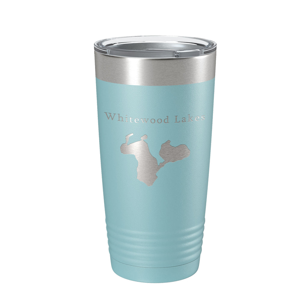 Whitewood Lakes Map Tumbler Travel Mug Insulated Laser Engraved Coffee Cup Huron River Chain of Lakes Michigan 20 oz