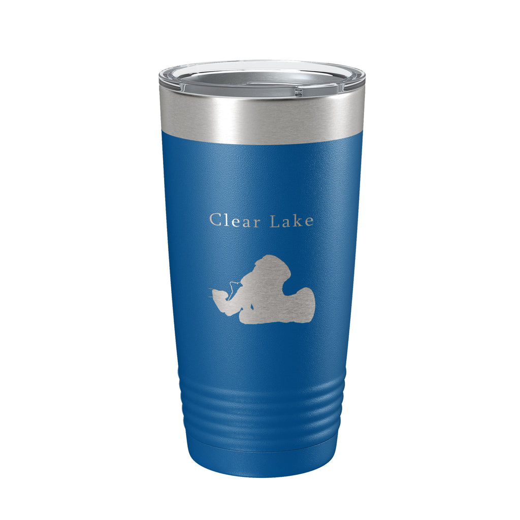 Clear Lake Map Tumbler Travel Mug Insulated Laser Engraved Coffee Cup Indiana 20 oz