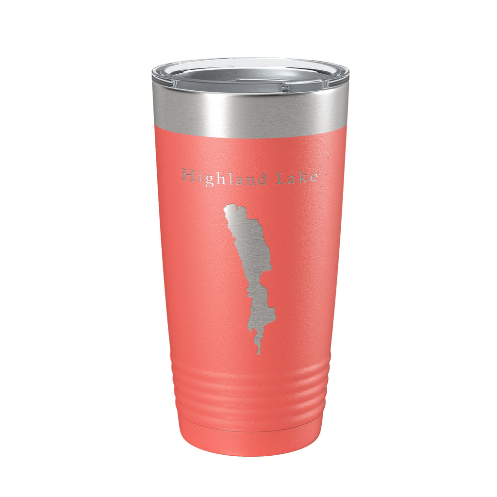 Highland Lake Map Tumbler Travel Mug Insulated Laser Engraved Coffee Cup Westbook Maine 20 oz