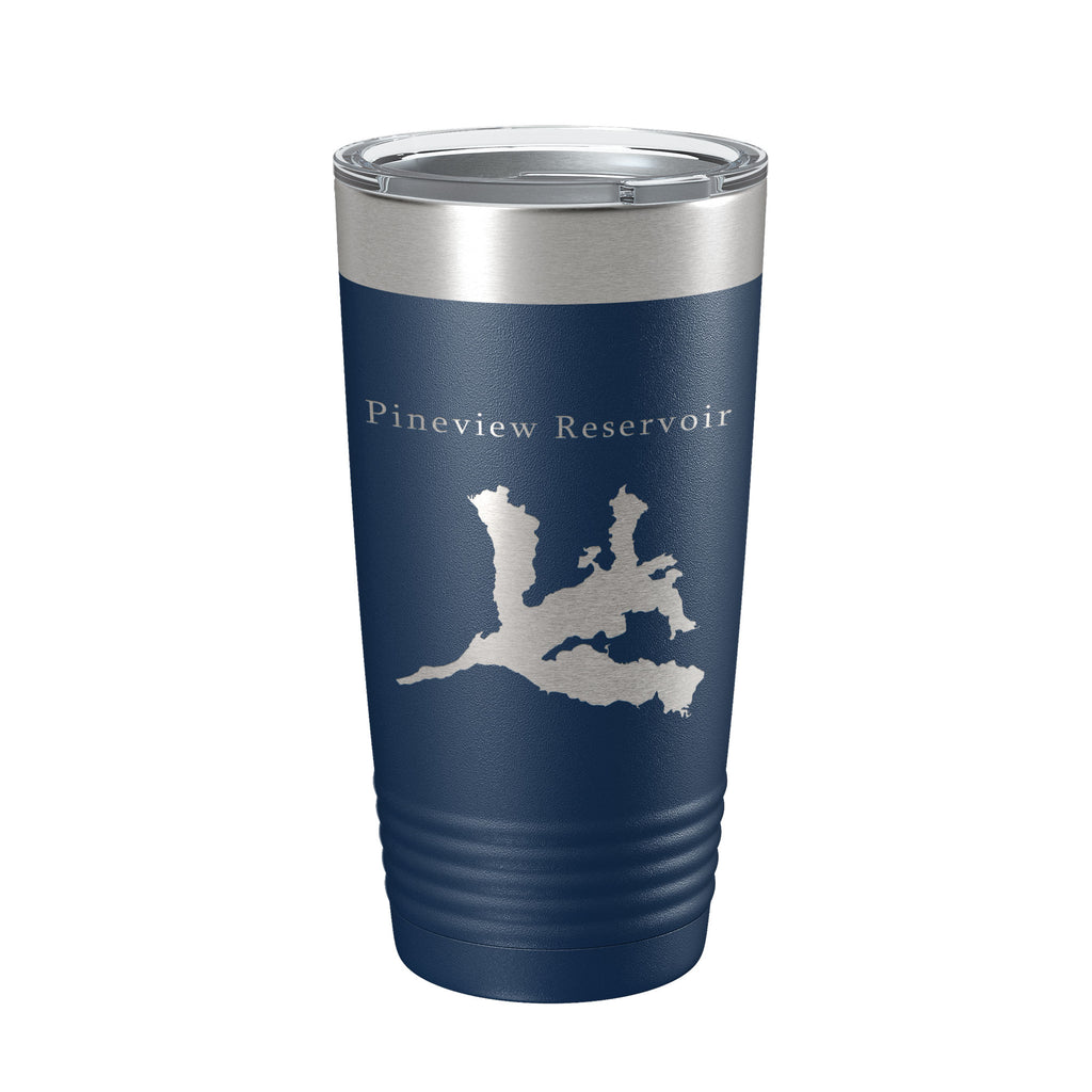 Pineview Reservoir Tumbler Lake Map Travel Mug Insulated Laser Engraved Coffee Cup Utah 20 oz