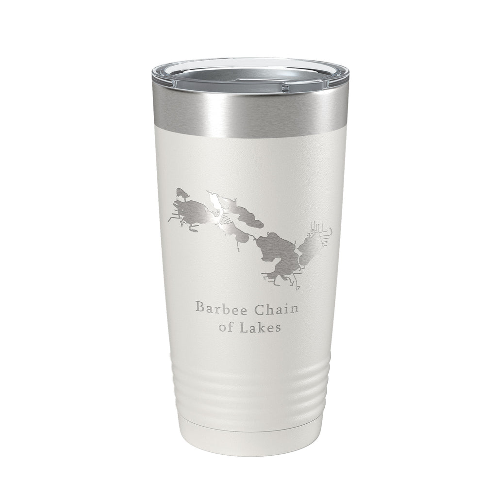 Barbee Chain of Lakes Map Tumbler Travel Mug Insulated Laser Engraved Coffee Cup Indiana 20 oz