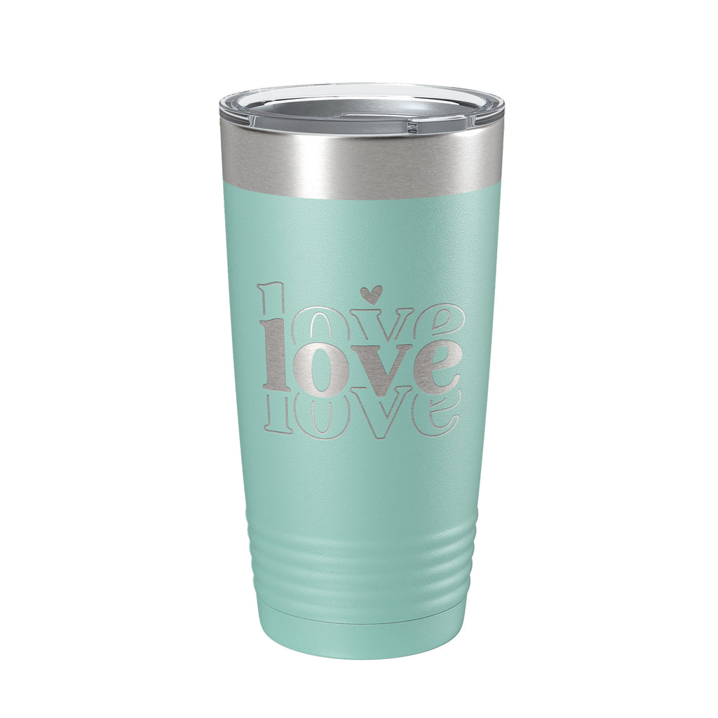 Love Love Love Tumbler Travel Mug Insulated Laser Engraved Coffee Cup 20 oz