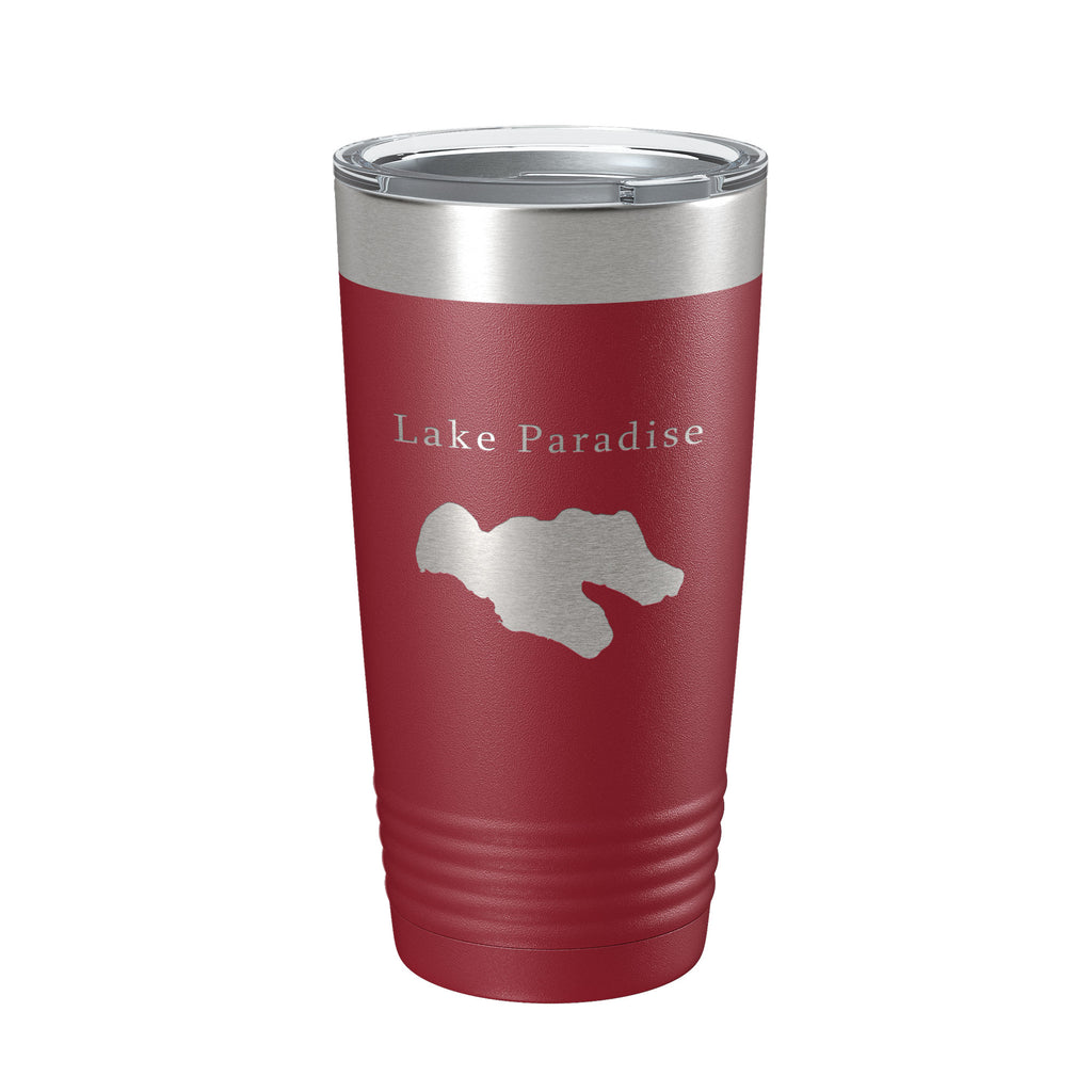 Lake Paradise Map Tumbler Travel Mug Insulated Laser Engraved Coffee Cup Michigan 20 oz