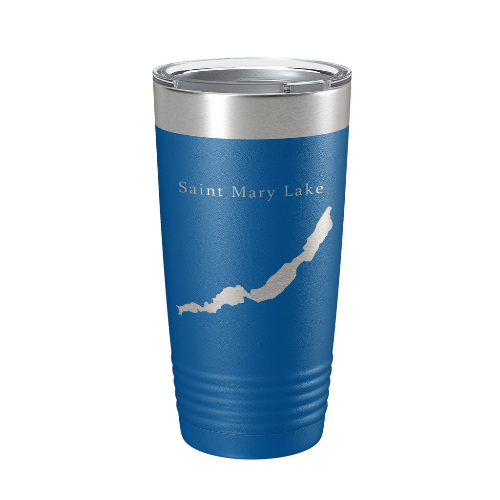 Saint Mary Lake Map Tumbler Travel Mug Insulated Laser Engraved Coffee Cup Glacier National Park Montana 20 oz