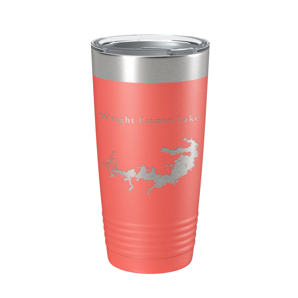 Wright Patman Lake Map Tumbler Travel Mug Insulated Laser Engraved Coffee Cup Texas 20 oz