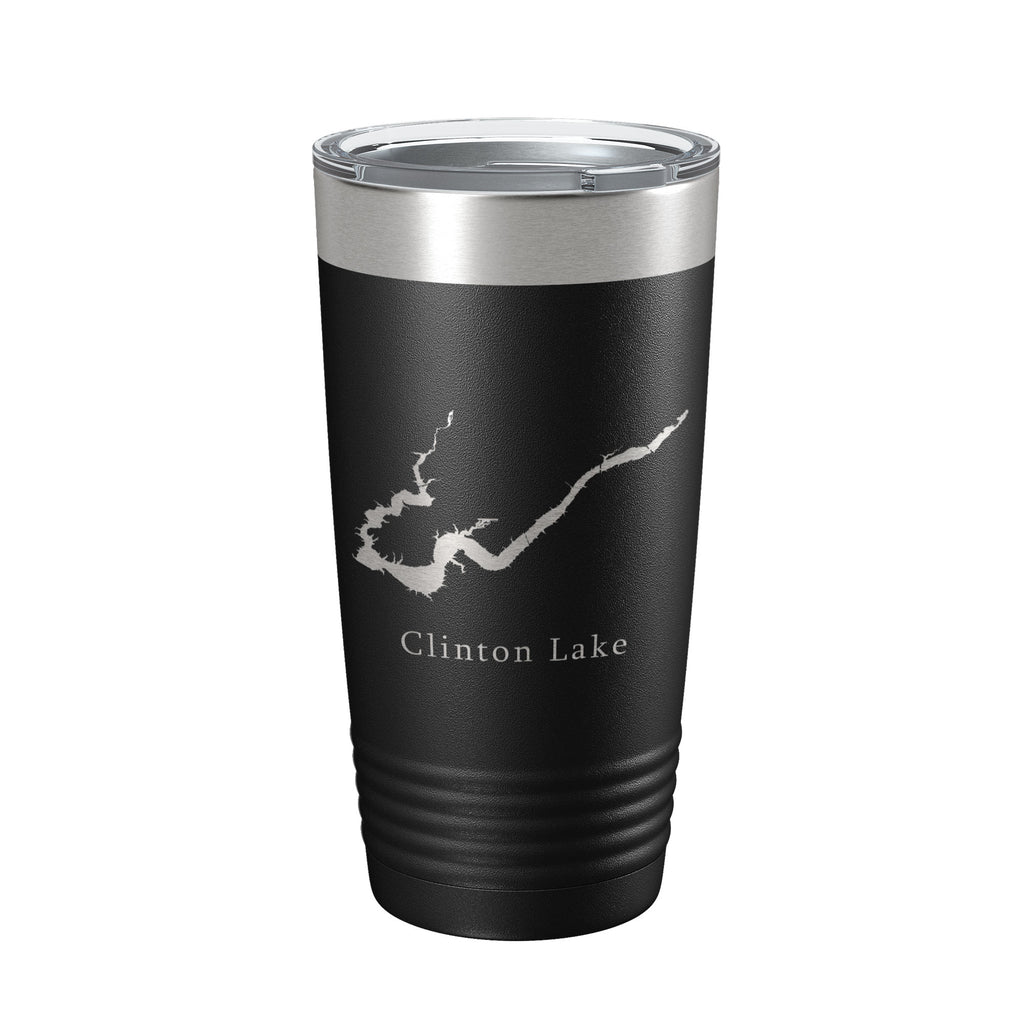 Clinton Lake Map Tumbler Travel Mug Insulated Laser Engraved Coffee Cup Illinois 20 oz
