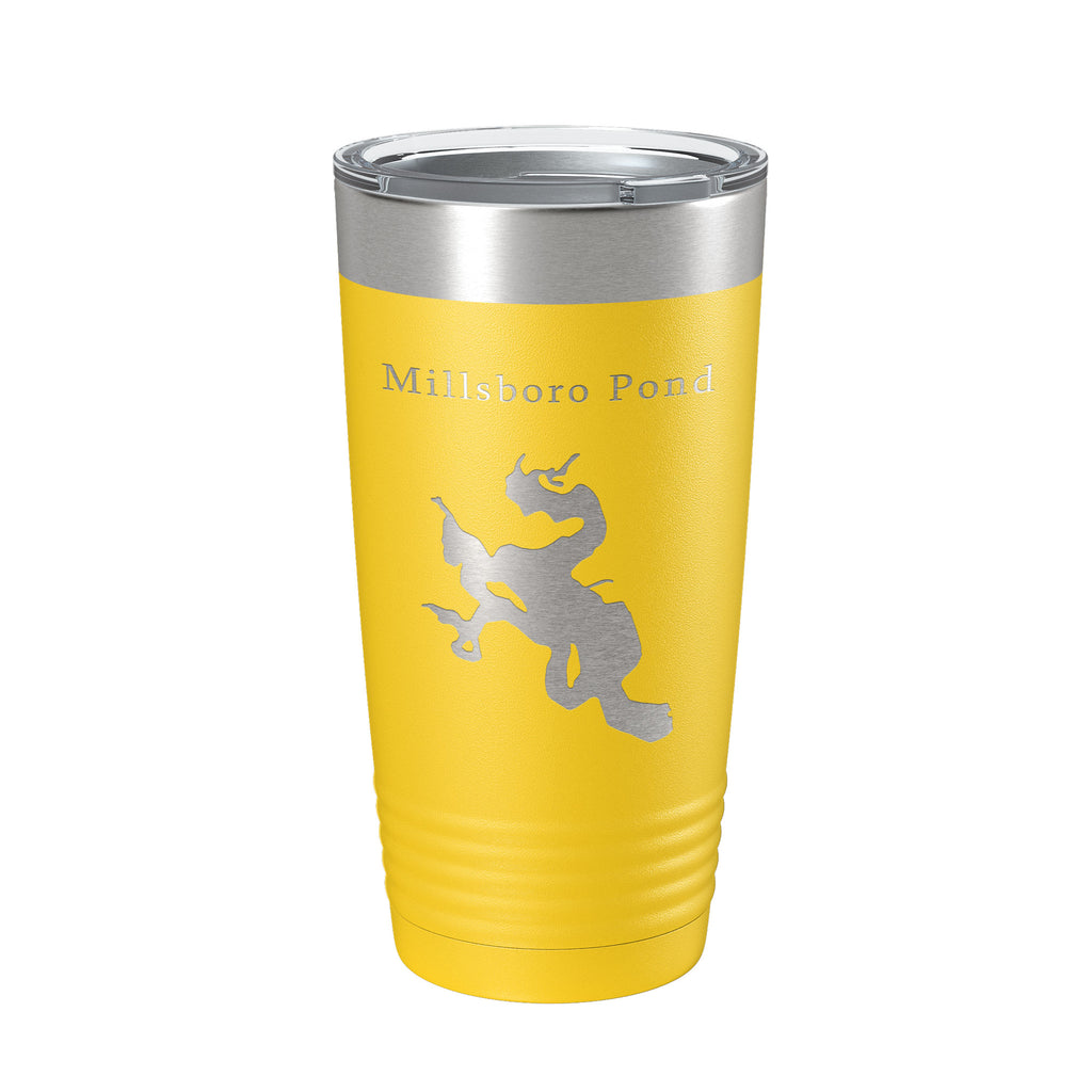 Millsboro Pond Tumbler Lake Map Travel Mug Insulated Laser Engraved Coffee Cup Delaware 20 oz