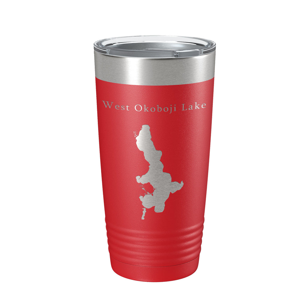 West Okoboji Lake Map Tumbler Travel Mug Insulated Laser Engraved Coffee Cup Iowa 20 oz