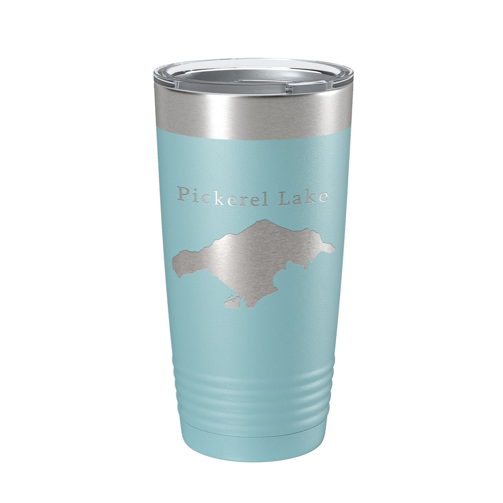 Pickerel Lake Map Tumbler Travel Mug Insulated Laser Engraved Coffee Cup Michigan 20 oz