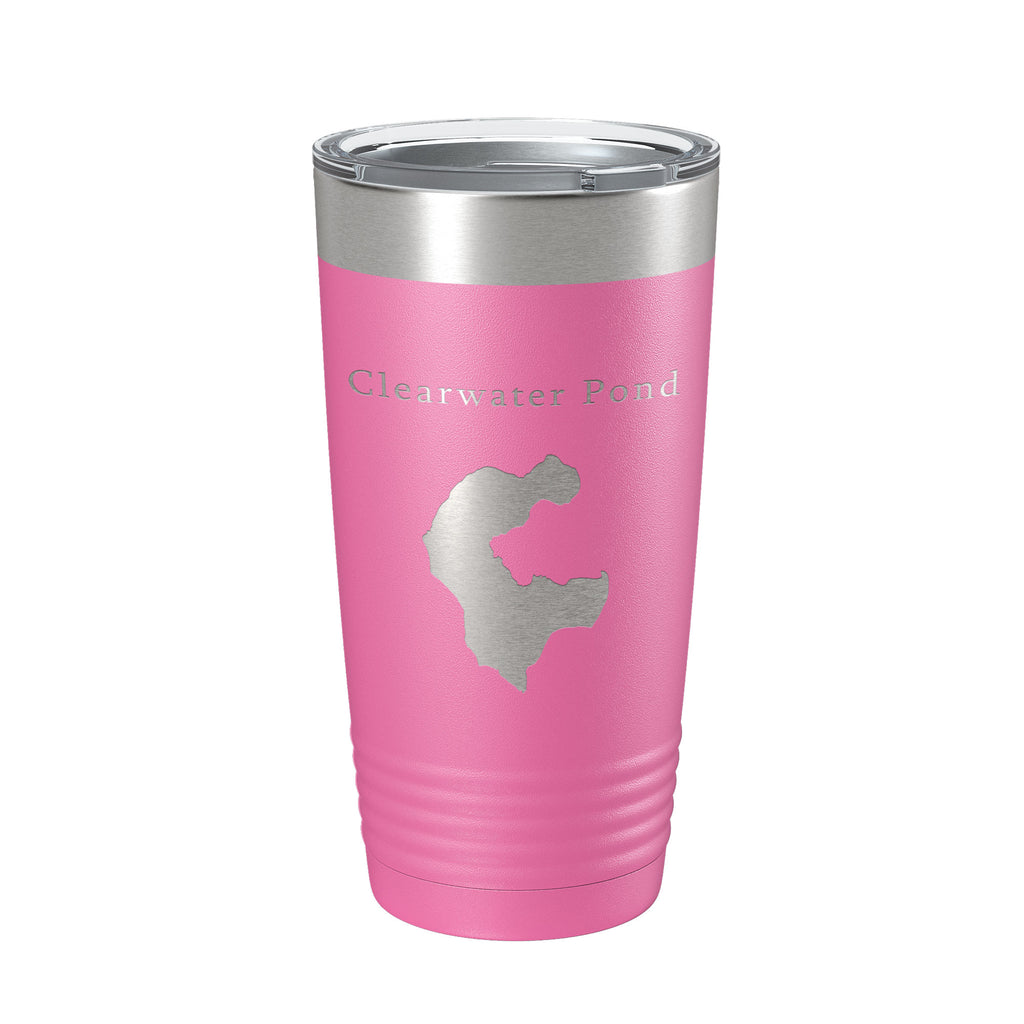 Clearwater Pond Lake Map Tumbler Travel Mug Insulated Laser Engraved Coffee Cup Maine 20 oz