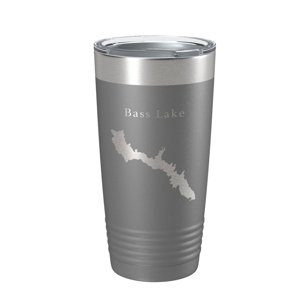 Bass Lake Map Tumbler Travel Mug Insulated Laser Engraved Coffee Cup California 20 oz