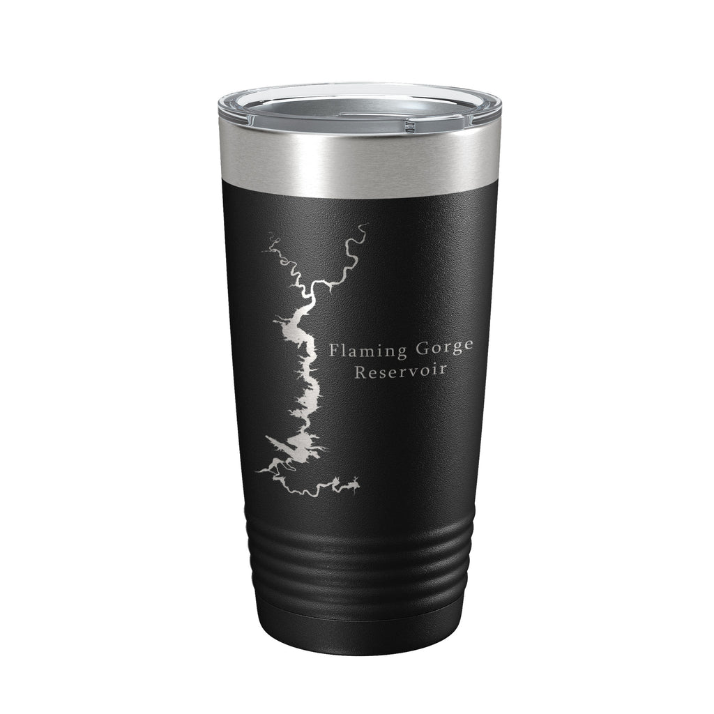 Flaming Gorge Reservoir Tumbler Lake Map Travel Mug Insulated Laser Engraved Coffee Cup Utah Wyoming 20 oz